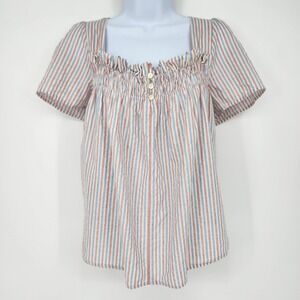 Isabella Sinclair‎ Anthropologie Preppy Picnic Americana Top S Red Blue Smocked